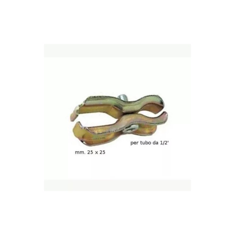 MORSETTO PER SUPPORTO TUBI BARRA DISERBO PER TUBO 1/2" QUADRO M.25x25