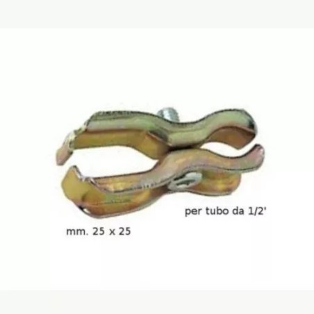 MORSETTO PER SUPPORTO TUBI BARRA DISERBO PER TUBO 1/2" QUADRO M.25x25